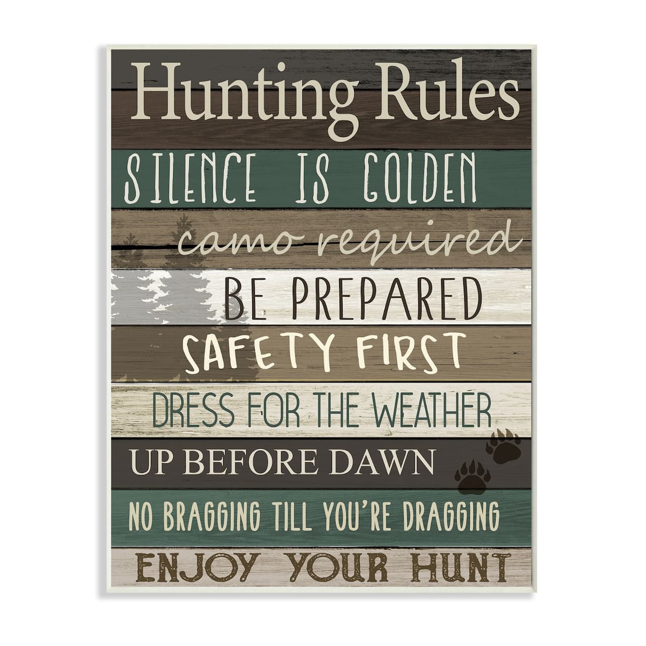 Stupell Industries Cabin Hunting Rules Rustic Charm Brown Green Wood Wall Plaque